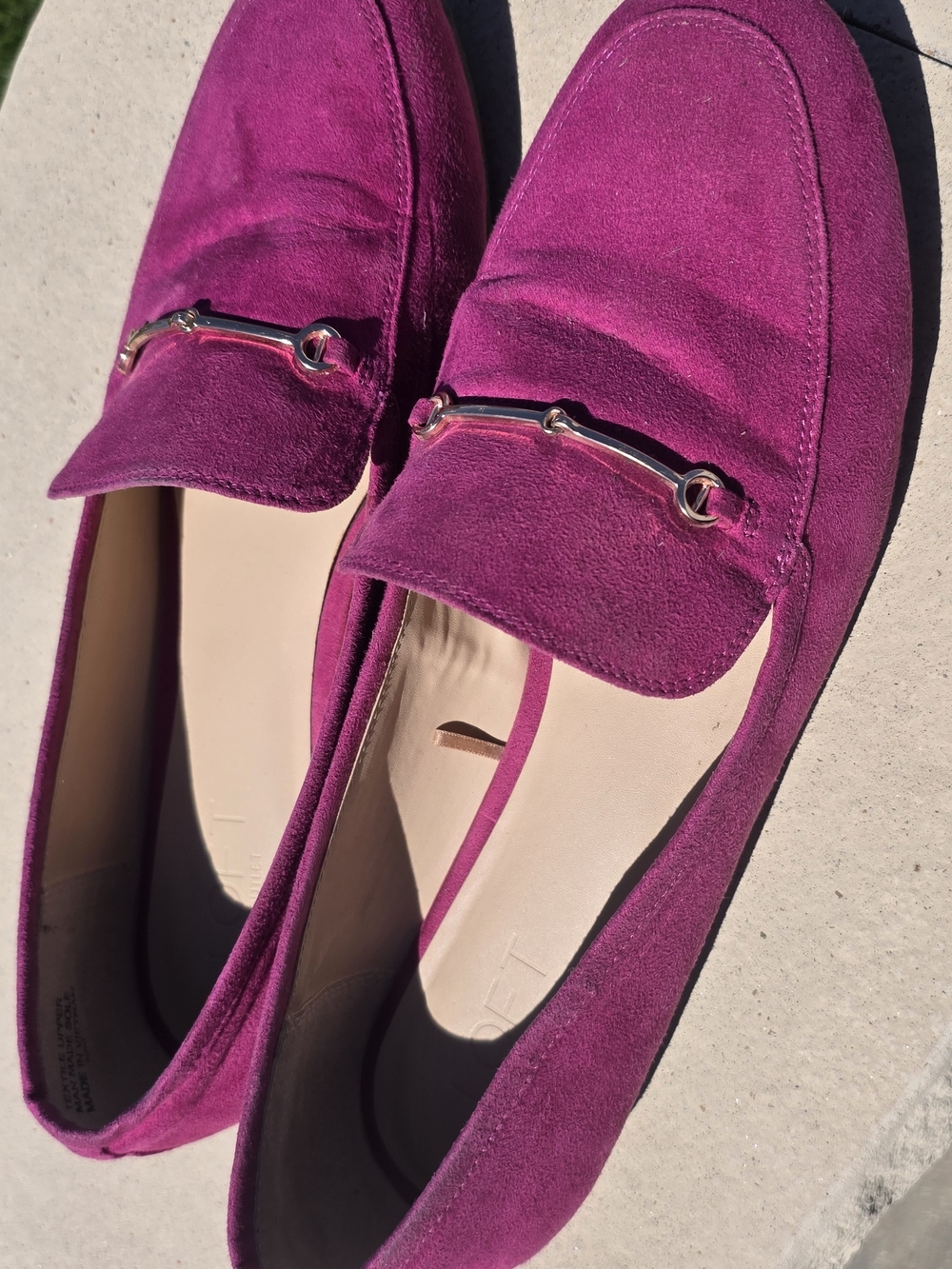 LOFT Magenta Suede Loafers with Gold Bit